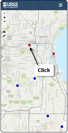 image of National Water Dashboard select location